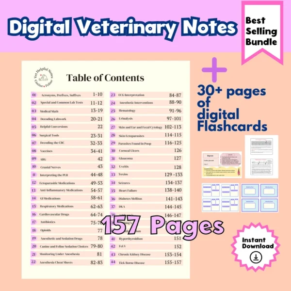 Vet Tech Notes, Vet Med Study Guide, VTNE Prep pdf